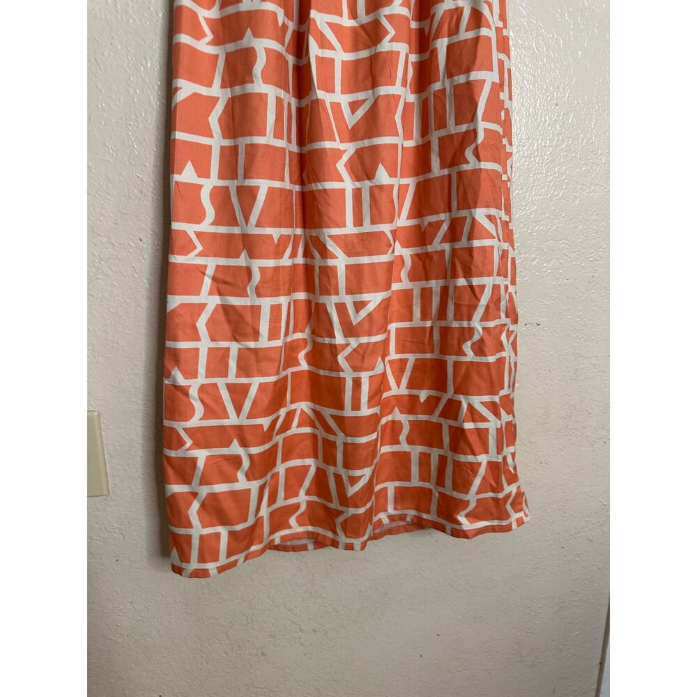 Dusen Dusen Geometric Grid Print Midi Skirt size XS Coral Peach Ivory - Picture 5 of 10